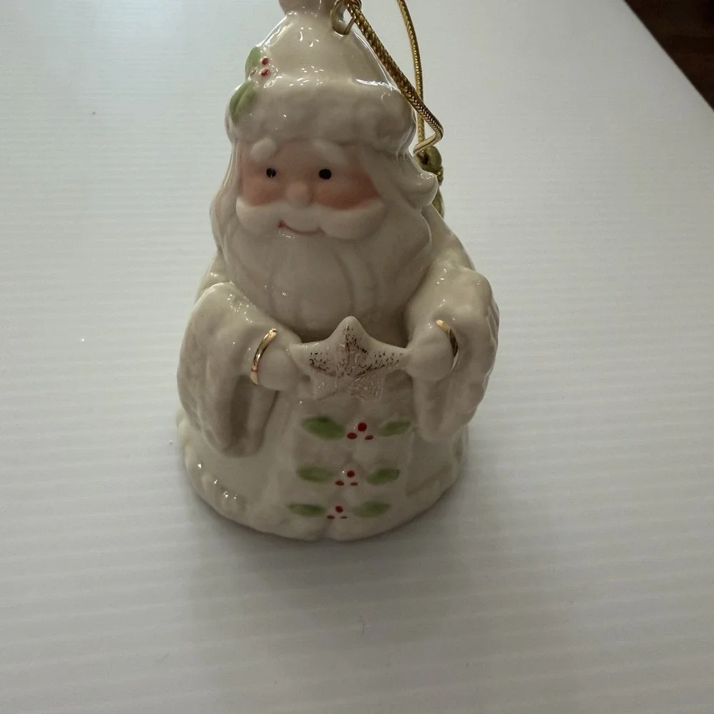 Vintage Lenox Porcelain Santa Ornament Holding Star White Robe